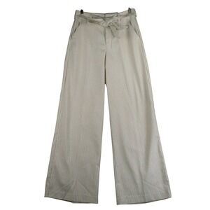 Worthington Womens 4 Wide Leg Striped High Rise Pants Tie Waist Academia Boho